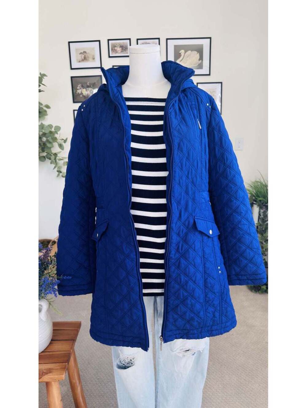 Weatherproof Royal Blue Diamond Quilted Jacket - Size XL